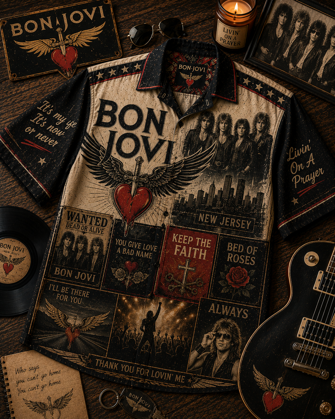 Bon Jovi Hawaiian Shirt - Vintage Music Fan Gift