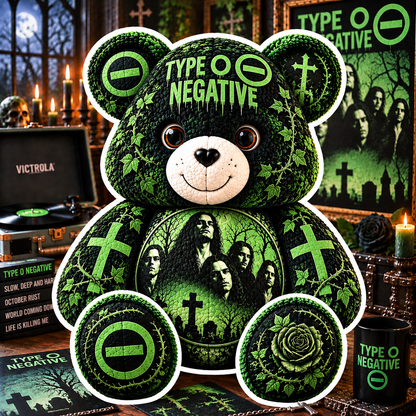 Type O Negative Custom Shaped Bear Pillow – Unique Gift for Classic Music Lovers