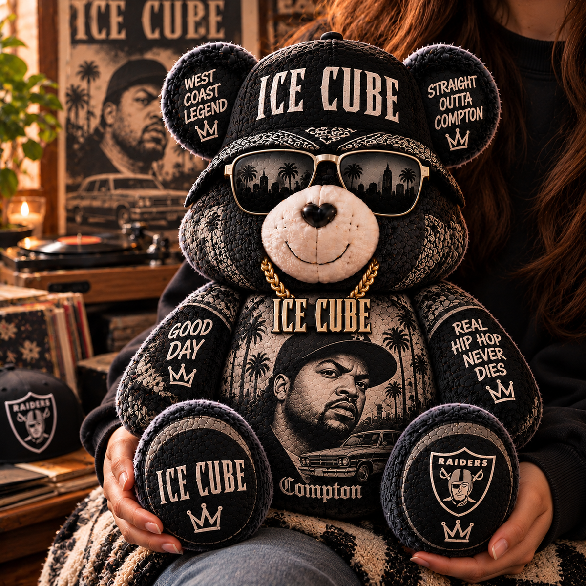 Ice Cube Custom Shaped Bear Pillow – Unique Gift for Classic Music Lovers