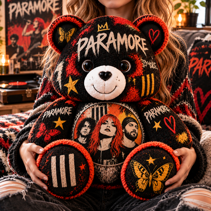 Paramore Custom Shaped Bear Pillow – Unique Gift for Classic Music Lovers