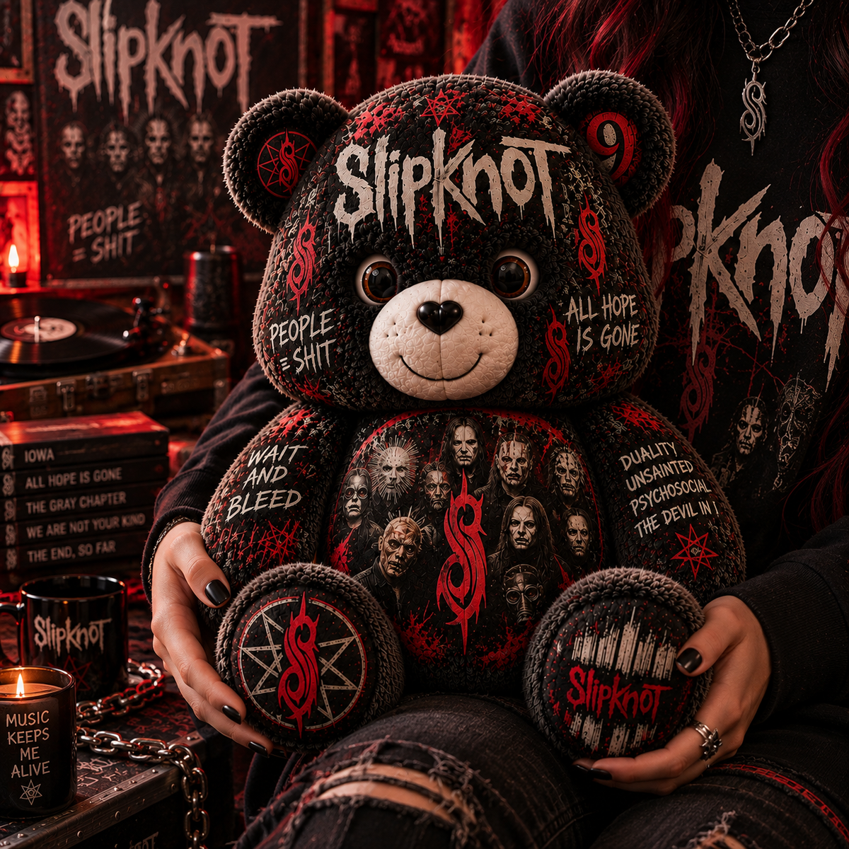 Slipknot Bear Custom Shaped Pillow – Heavy Metal Music Fan Gift, Iowa & All Hope Is Gone Collectible