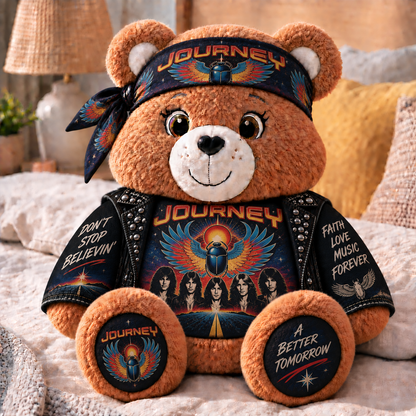 Journey Custom Shaped Bear Pillow  – Classic Rock Music Legend Gift