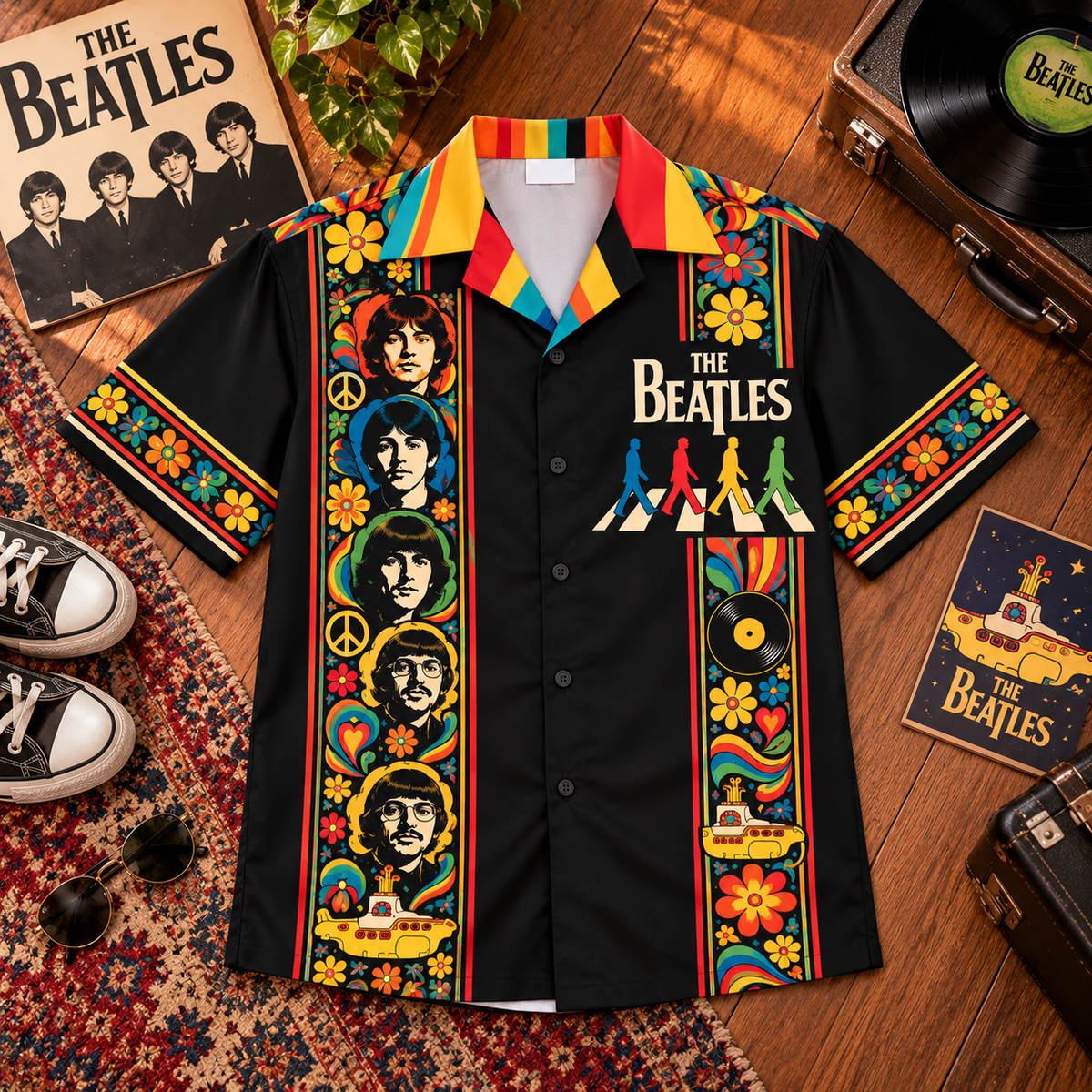 The Beatles Hawaiian Shirt – Retro Psychedelic Rock Inspired Gift Featuring Abbey Road