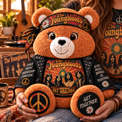 The Youngbloods Custom Shaped Bear Pillow – Unique Gift for Classic Music Lovers