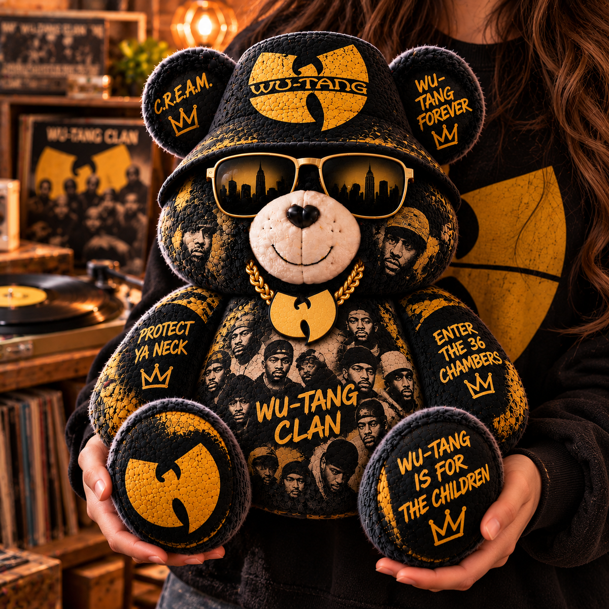 Wu-Tang Clan Custom Shaped Bear Pillow – Unique Gift for Wu-Tang Clan Fans & 90s Hip-Hop Lovers