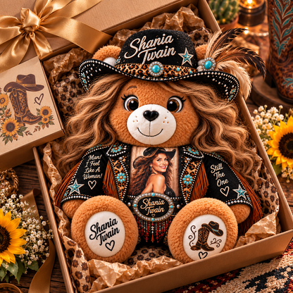 Shania Twain Custom Shaped Bear Pillow – Unique Gift for Classic Music Lovers