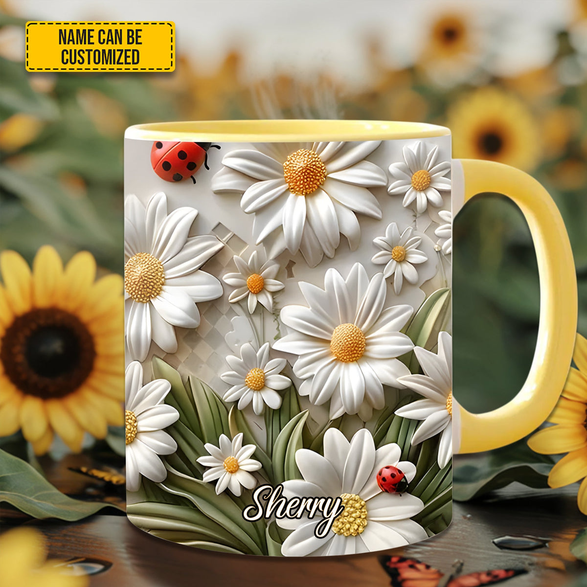 Daisy flower - Personalized Accent Mug