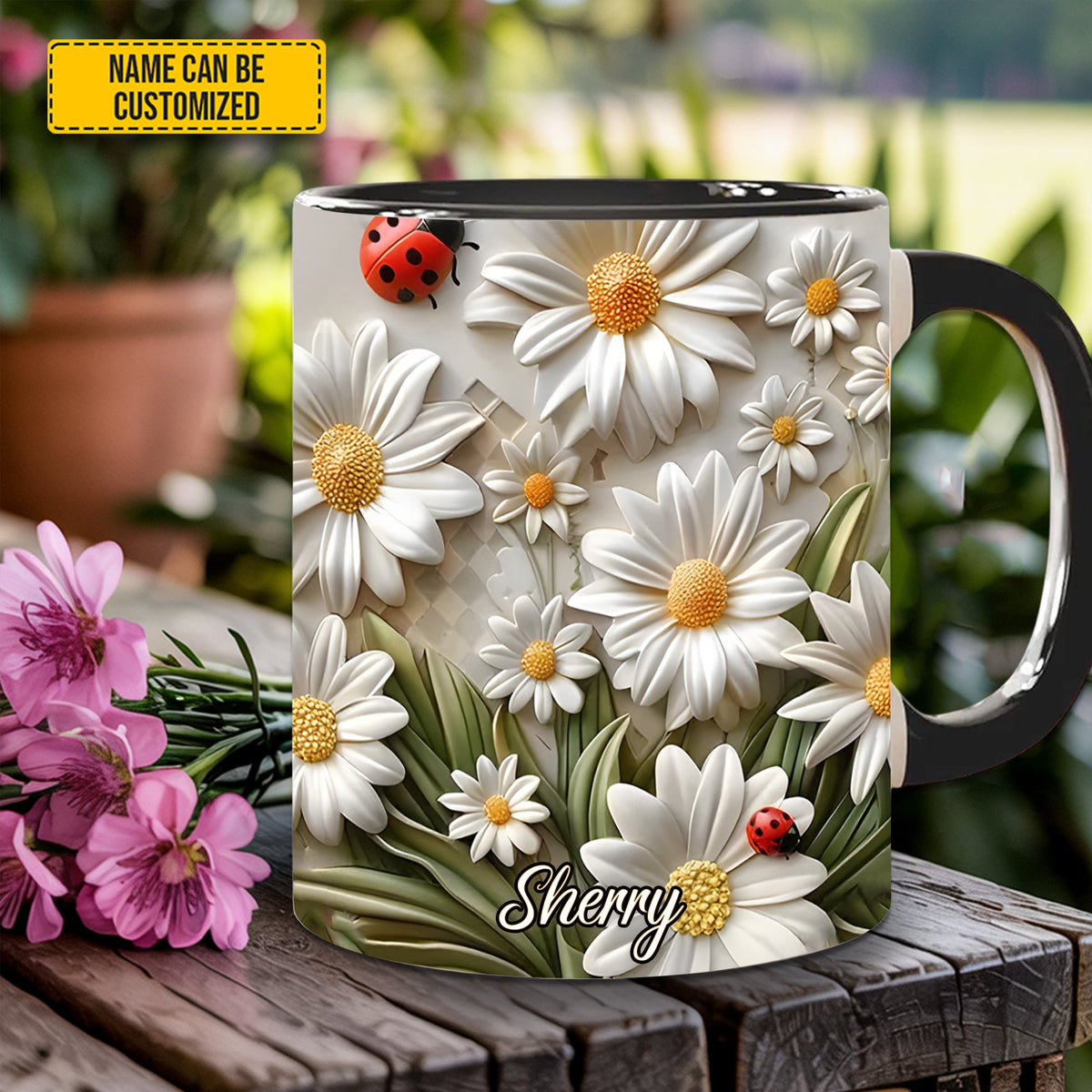 Daisy flower - Personalized Accent Mug