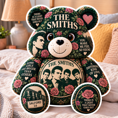 The Smiths Bear Custom Shaped Pillow – Unique Music Gift for The Smiths Fans & Indie Rock Lovers
