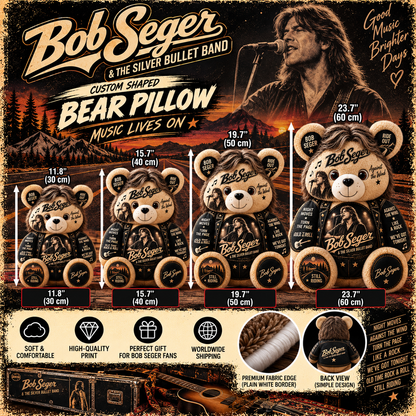 Bob Seger Custom Shaped Bear Pillow – Unique Gift for Bob Seger Fans & Classic Rock Lovers