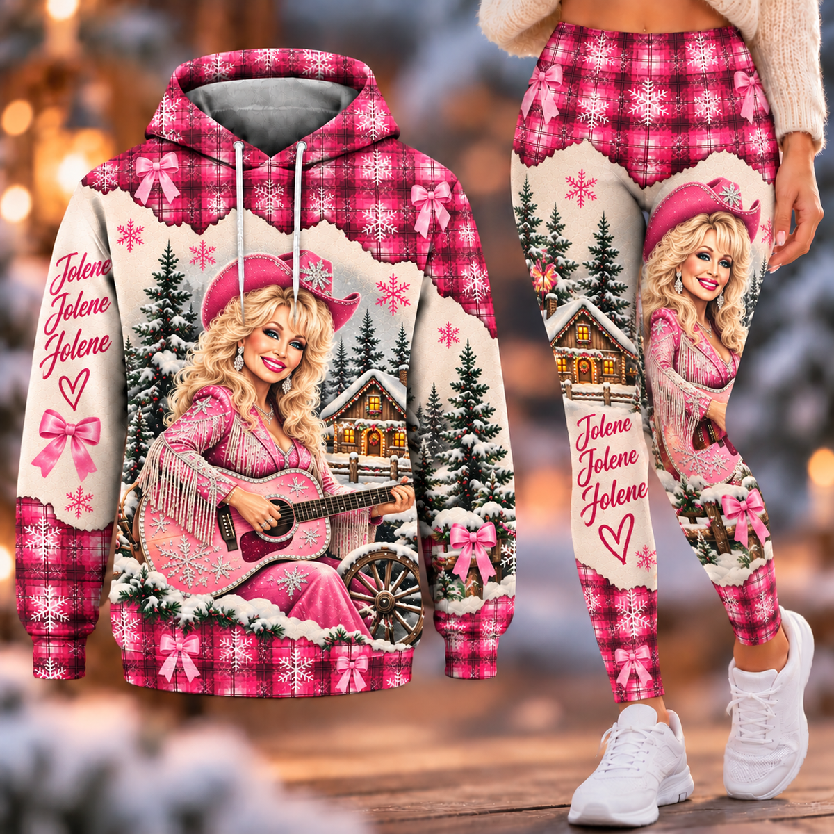 Dolly Parton Christmas Hoodie and Leggings Set