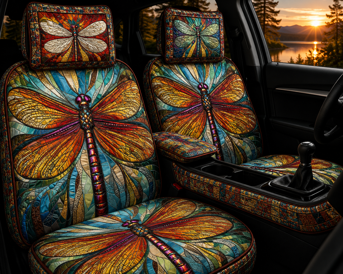 Colorful Dragonfly Car Seat Covers - Nature Lover Gift