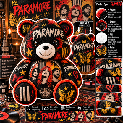 Paramore Custom Shaped Bear Pillow – Unique Gift for Classic Music Lovers