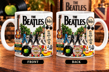 The Beatles Edge-to-Edge White Mug – Classic Rock Inspired Gift Featuring Abbey Road