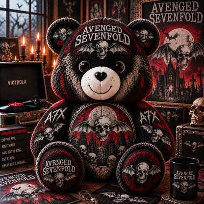Avenged Sevenfold Custom Shaped Bear Pillow – Unique Gift for Classic Music Lovers