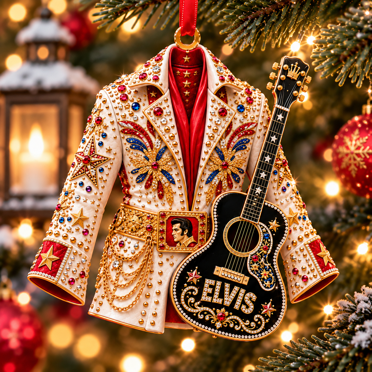 Elvis Presley Christmas Acrylic Ornament - Classic Music Legend Gift