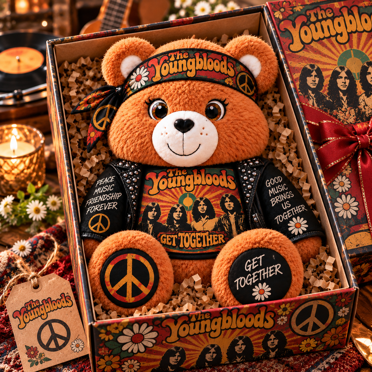 The Youngbloods Custom Shaped Bear Pillow – Unique Gift for Classic Music Lovers