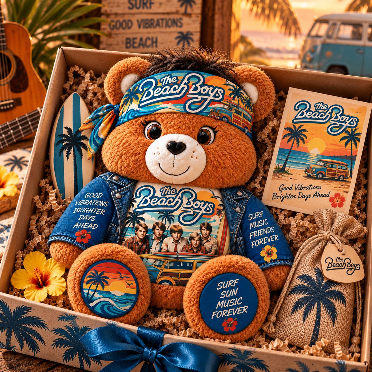 The Beach Boys Custom Shaped Bear Pillow – Unique Gift for Classic Music Lovers