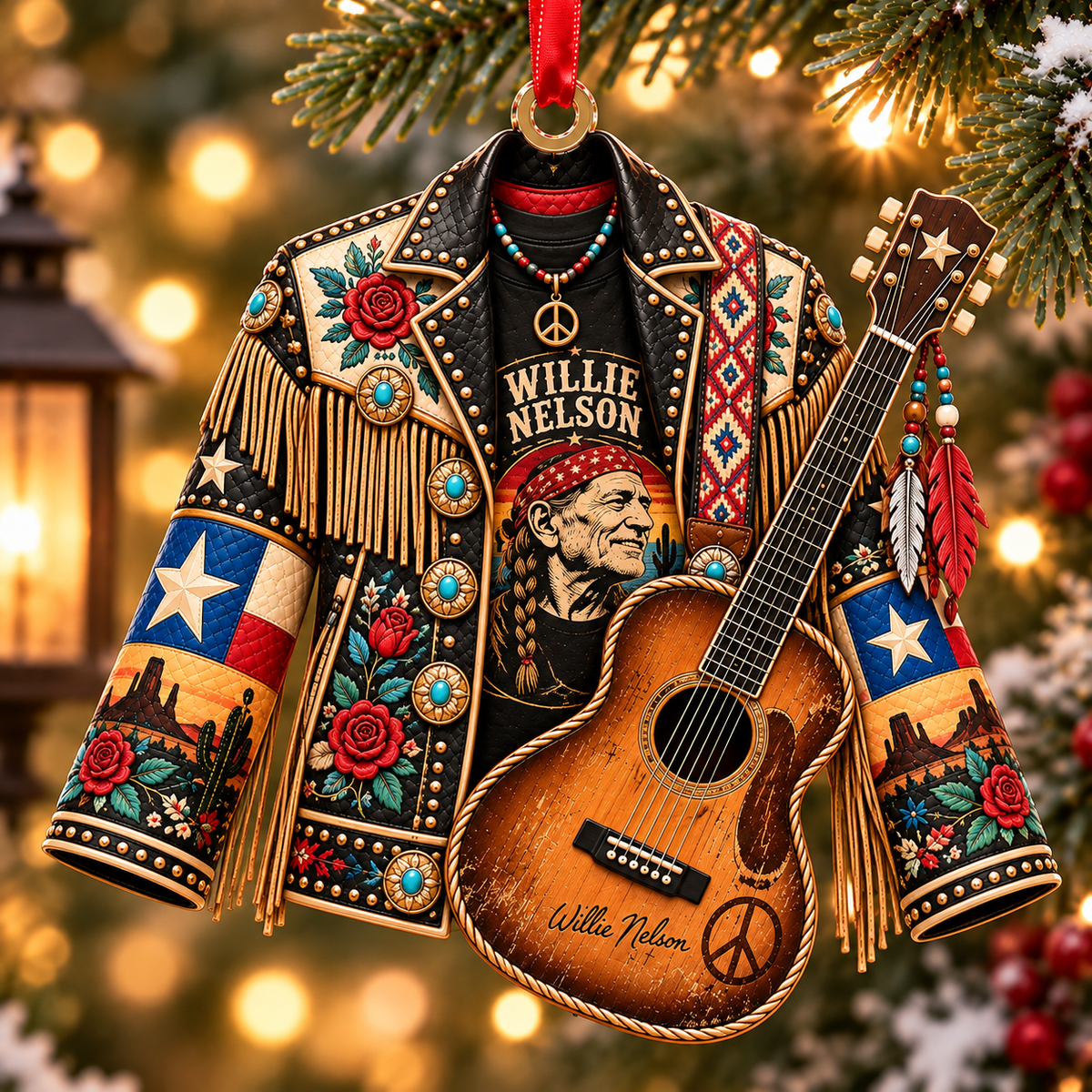 Willie Nelson Christmas Ornament - Classic Country Music Legend Gift
