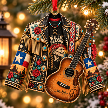 Willie Nelson Christmas Ornament - Classic Country Music Legend Gift