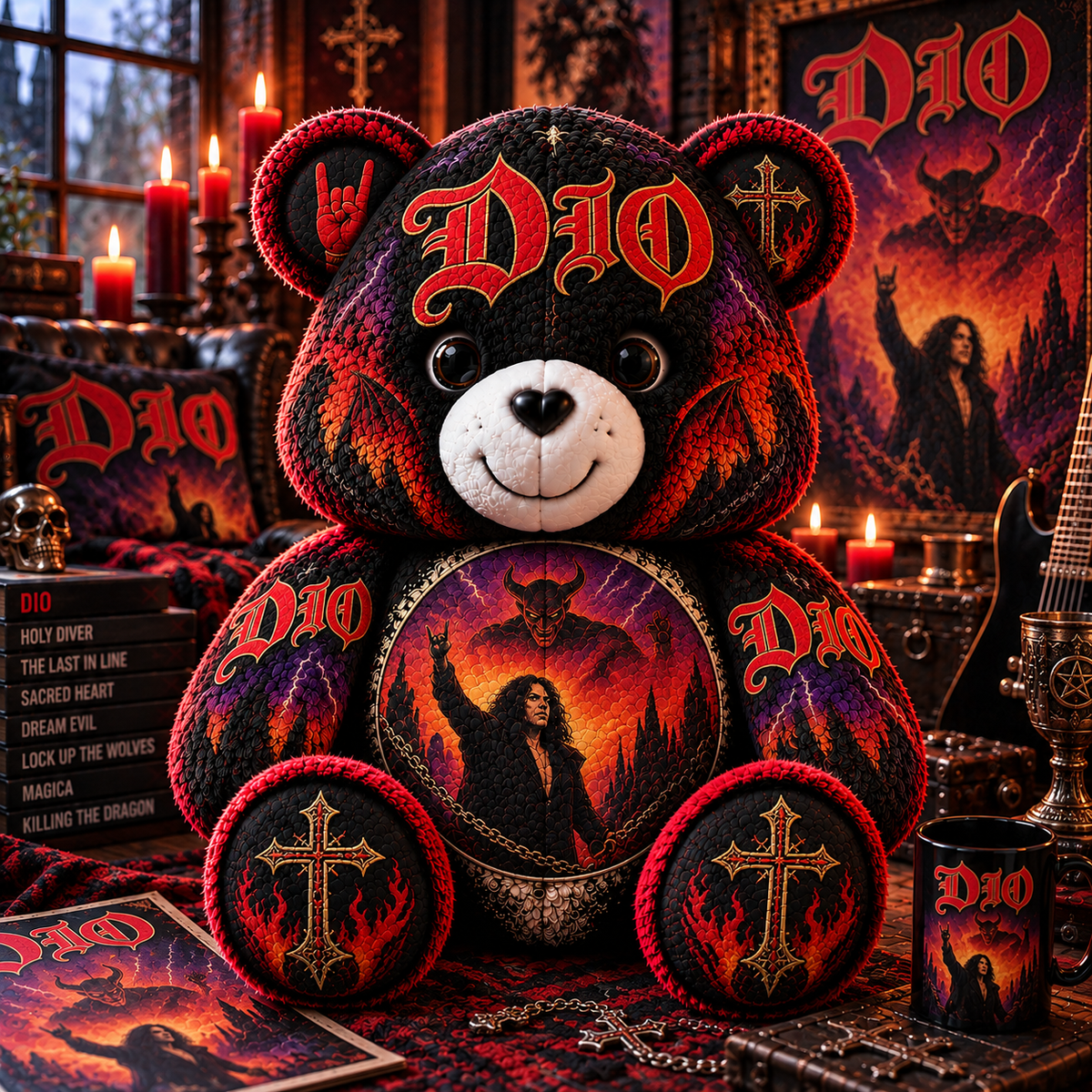 Dio Custom Shaped Bear Pillow – Unique Gift for Classic Music Lovers