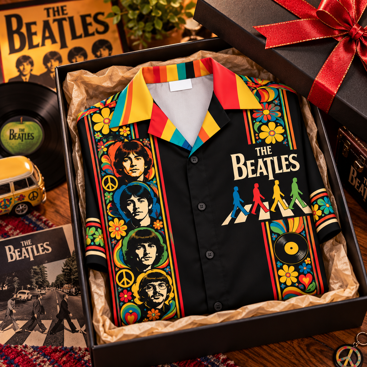 The Beatles Hawaiian Shirt – Retro Psychedelic Rock Inspired Gift Featuring Abbey Road