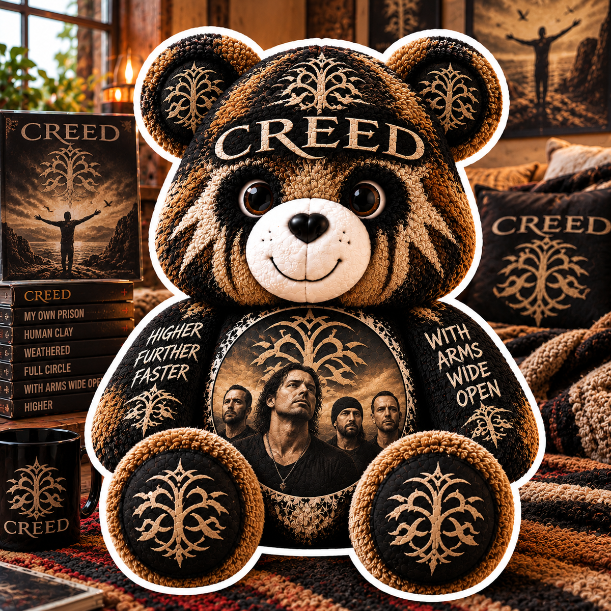 Creed Custom Shaped Bear Pillow – Unique Gift for Classic Music Lovers