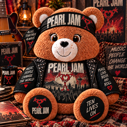 Pearl Jam Custom Shaped Bear Pillow – Unique Gift for Pearl Jam Fans & Classic Grunge Rock Lovers