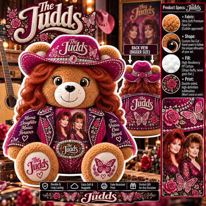 The Judds Custom Shaped Bear Pillow – Unique Gift for Classic Music Lovers
