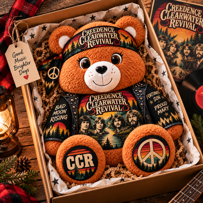 Creedence Clearwater Revival Custom Shaped Bear Pillow – Unique Gift for Classic Music Lovers
