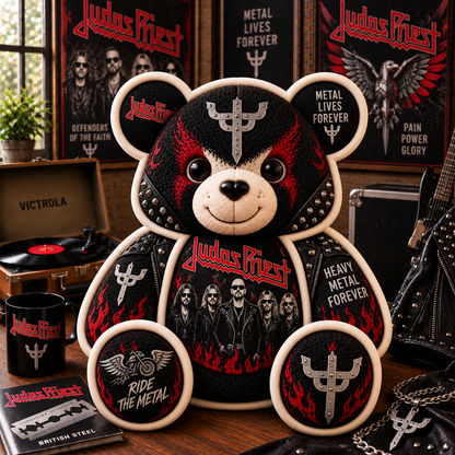Judas Priest Heavy Metal Bear Custom Shaped Pillow – Metal Rock Music Fan Gift