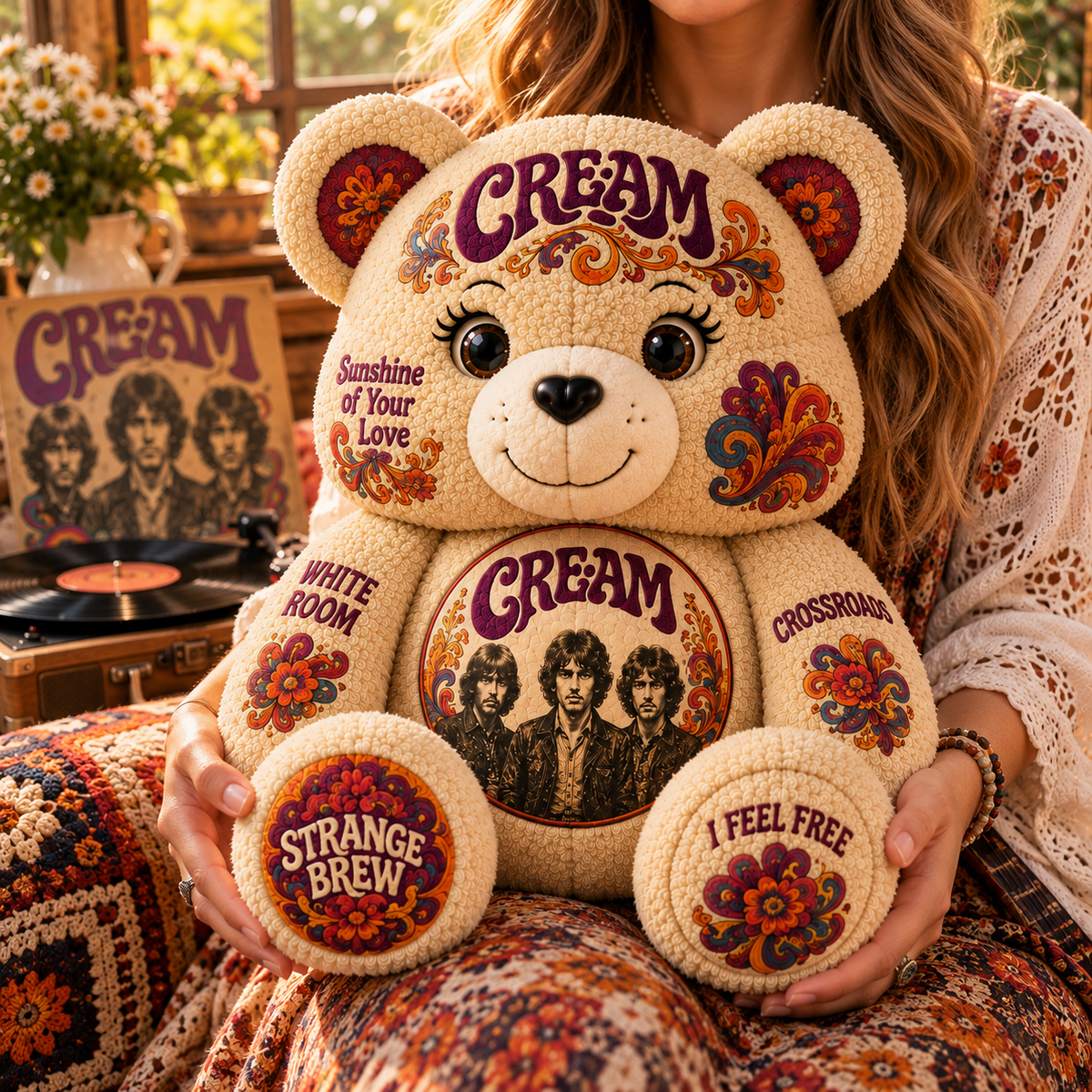 Cream Custom Shaped Bear Pillow – Unique Gift for Classic Music Lovers