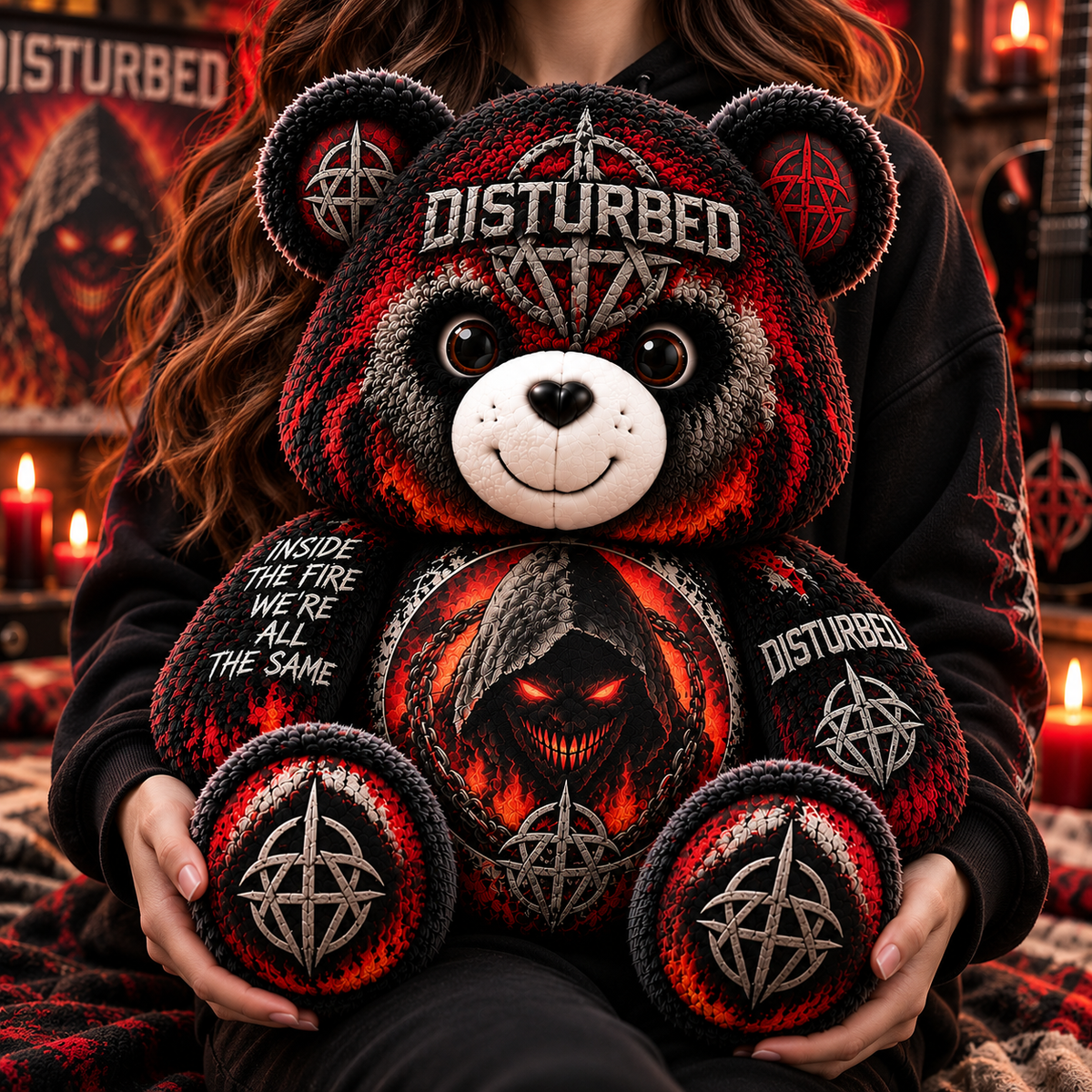 Disturbed Custom Shaped Bear Pillow – Unique Gift for Classic Music Lovers