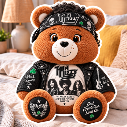 Thin Lizzy Custom Shaped Bear Pillow – Unique Gift for Thin Lizzy Fans & Classic Rock Lovers