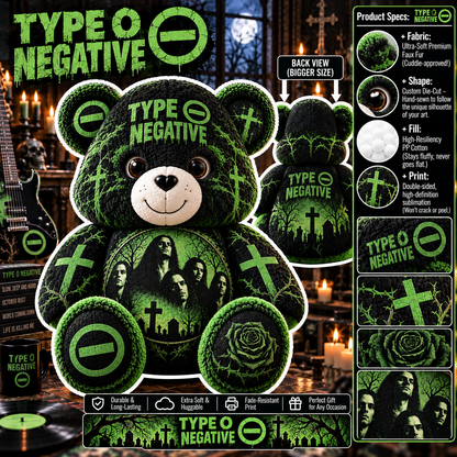 Type O Negative Custom Shaped Bear Pillow – Unique Gift for Classic Music Lovers