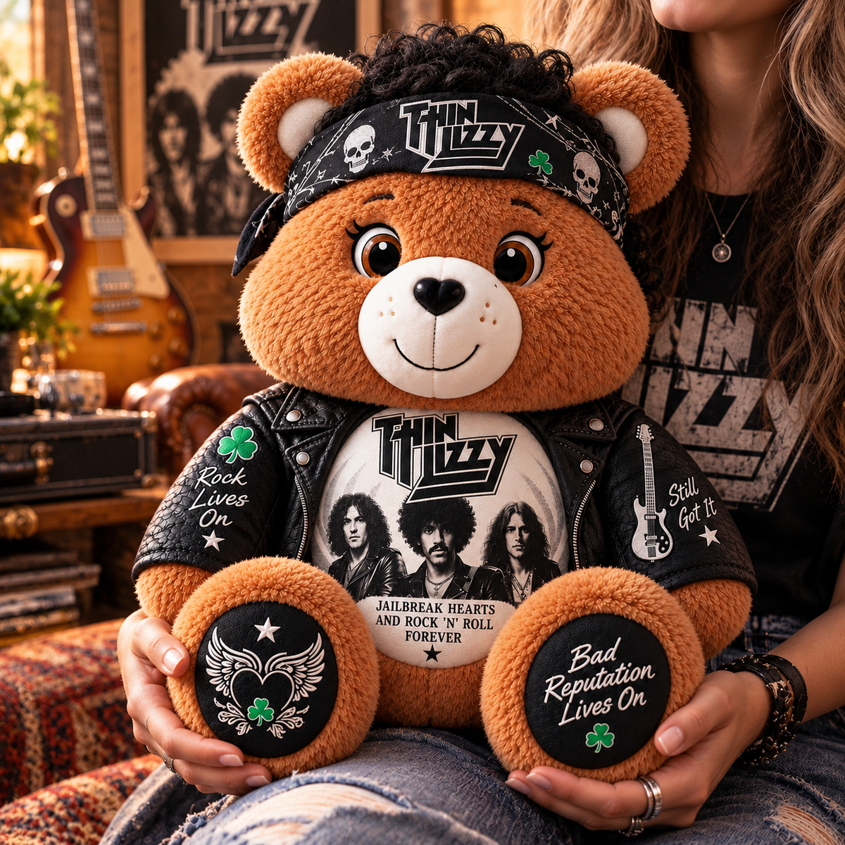 Thin Lizzy Custom Shaped Bear Pillow – Unique Gift for Thin Lizzy Fans & Classic Rock Lovers