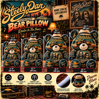 Steely Dan Custom Shaped Bear Pillow – Unique Gift for Classic Music Lovers
