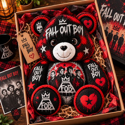 Fall Out Boy Custom Shaped Bear Pillow – Unique Gift for Classic Music Lovers
