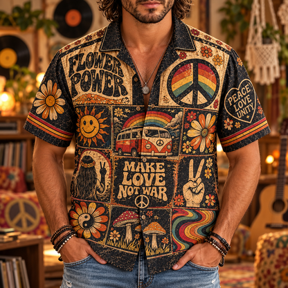 Vintage Hippie Hawaiian Shirt – Gift for Hippie and Music Lovers