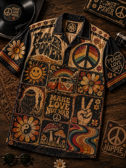 Vintage Hippie Hawaiian Shirt – Gift for Hippie and Music Lovers