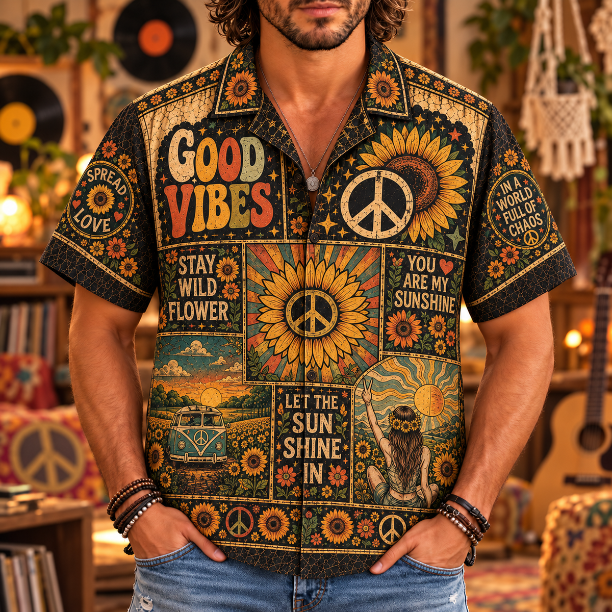 Vintage Hippie Hawaiian Shirt – Gift for Hippie and Music Lovers 3