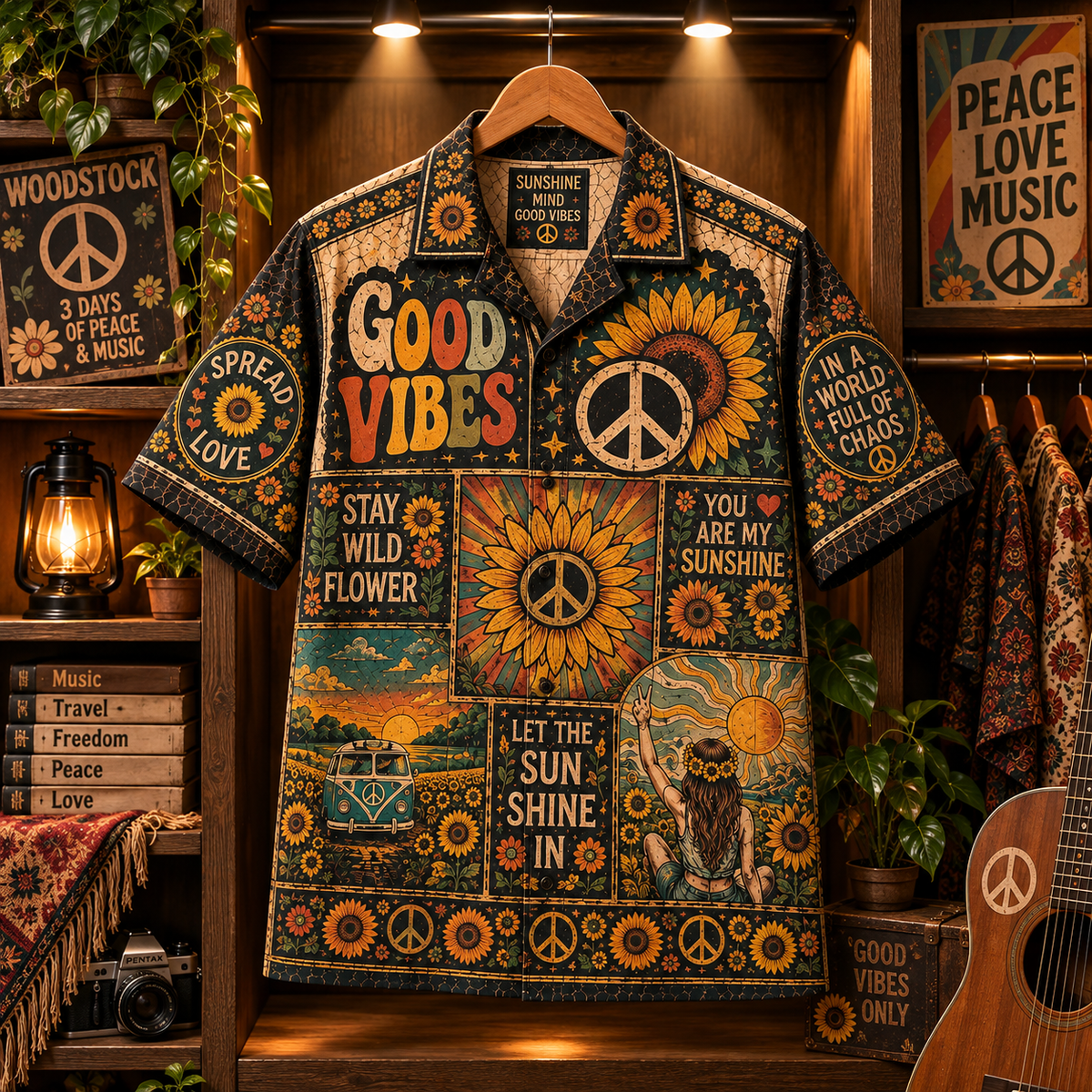 Vintage Hippie Hawaiian Shirt – Gift for Hippie and Music Lovers 3