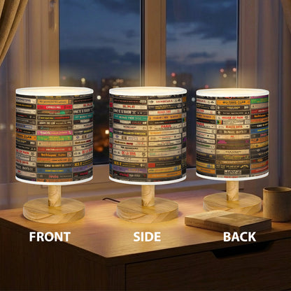 Classic Hiphop Cassette Wood Base Fabric Lamp, Retro Home Décor Gift