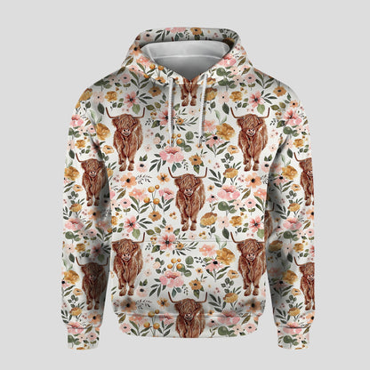 Highland Cow Flower - Personalized Highland Cow Hoodie and Leggings