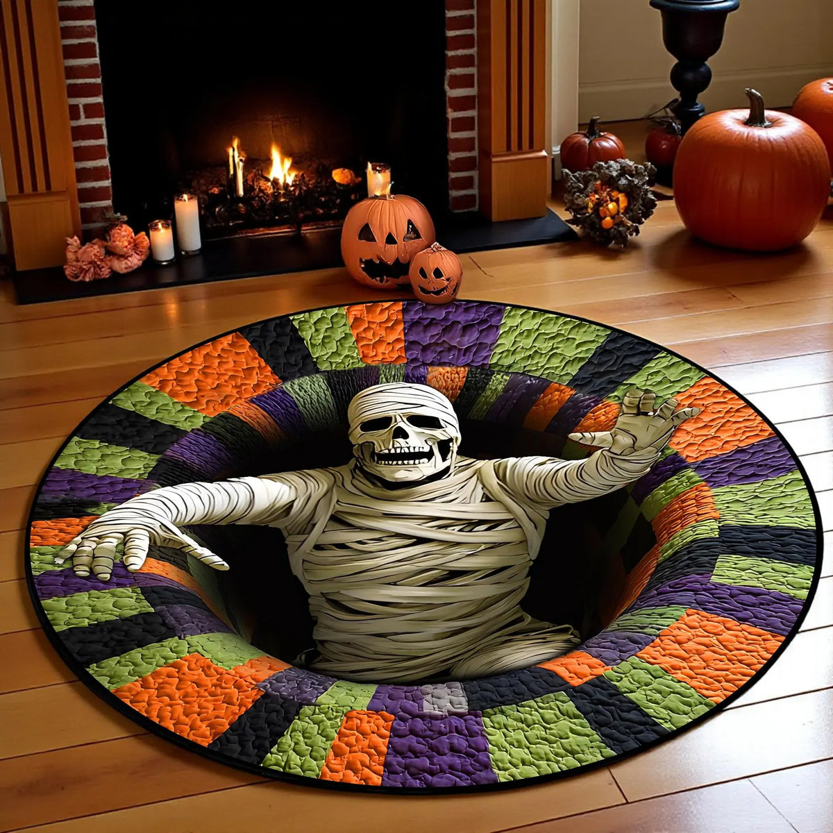 Mummy Ghost Halloween Round Mat