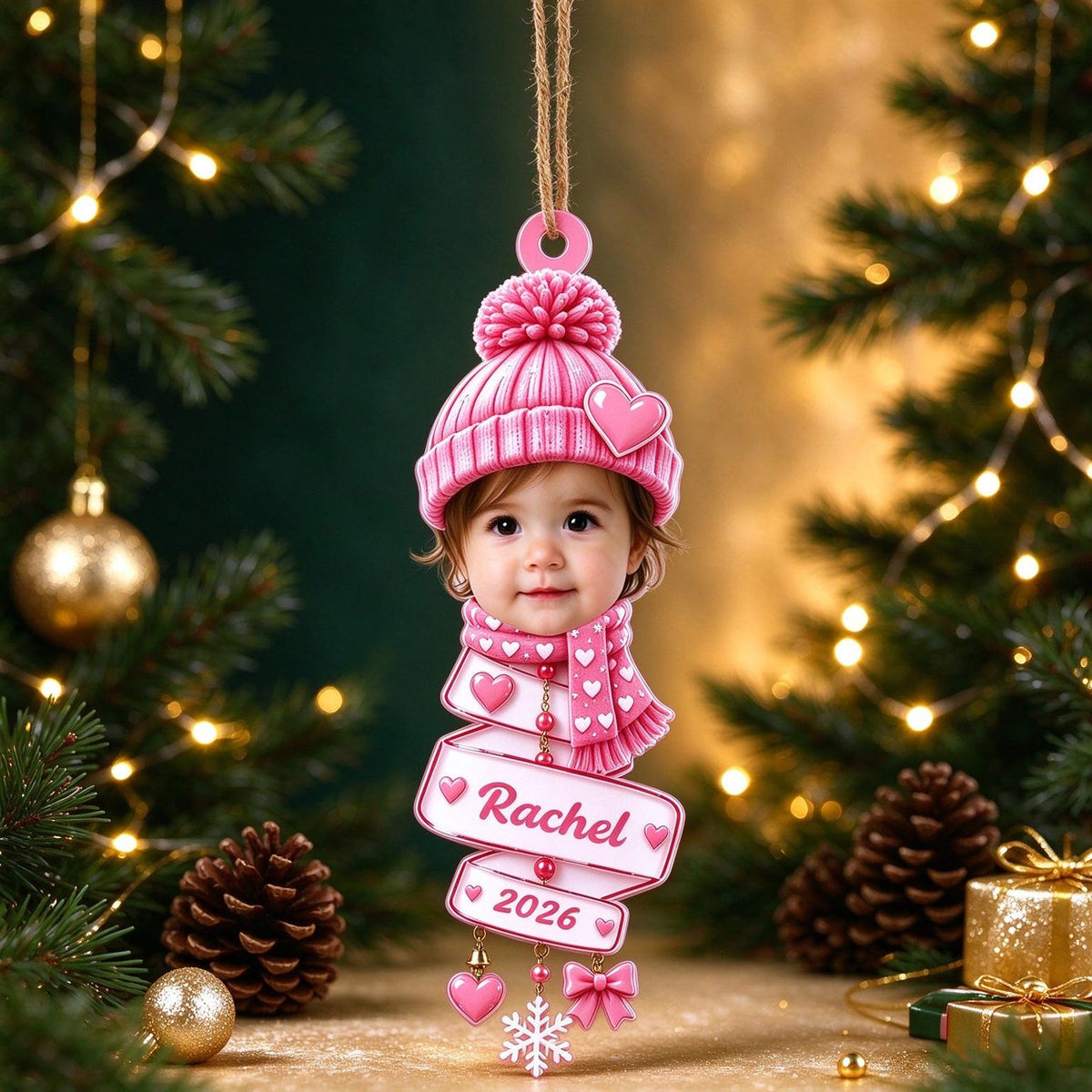 Custom Baby Photo Christmas Ornament, Personalized Baby Face Snowman Ornament, Baby's First Christmas Gift, Christmas Gifts for Kids Family