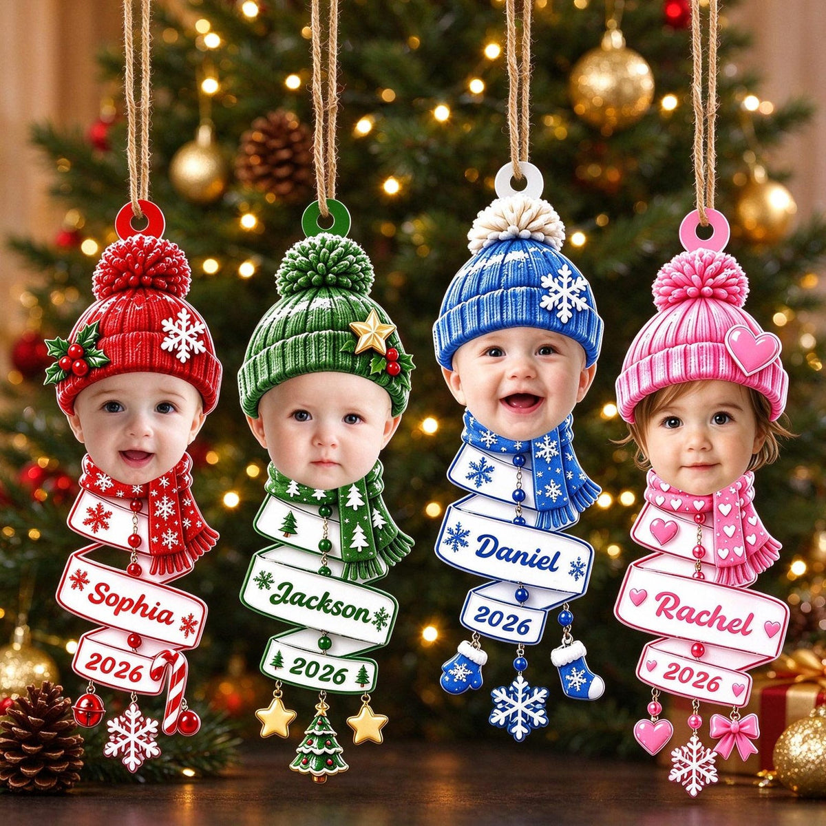 Custom Baby Photo Christmas Ornament, Personalized Baby Face Snowman Ornament, Baby's First Christmas Gift, Christmas Gifts for Kids Family