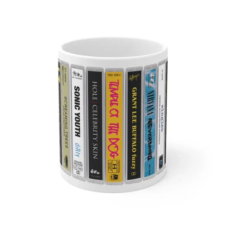 Retro Grunge Band Cassette Collection Mug