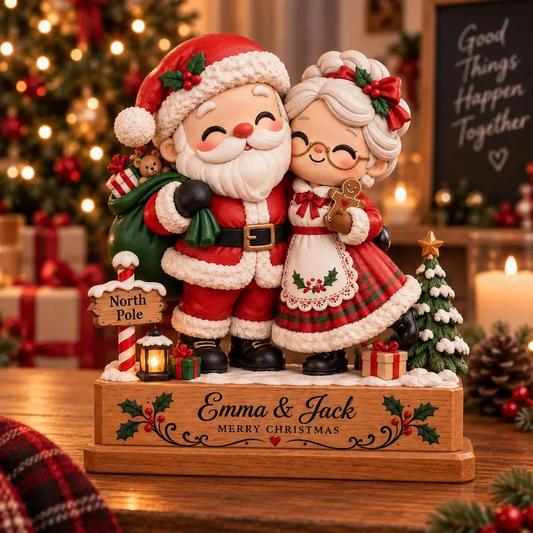 Personalized Christmas Couple Decor, Custom Couple Name Holiday Block, Christmas Couple Gift