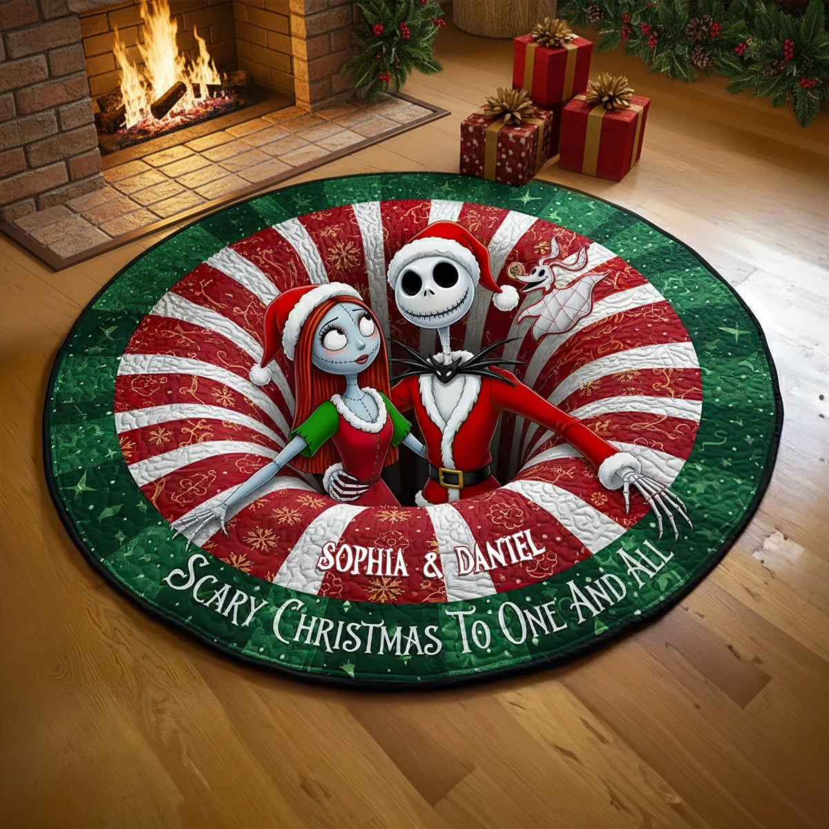 Creepy Cute Couple Round Mat - Personalized Gifts For Couple